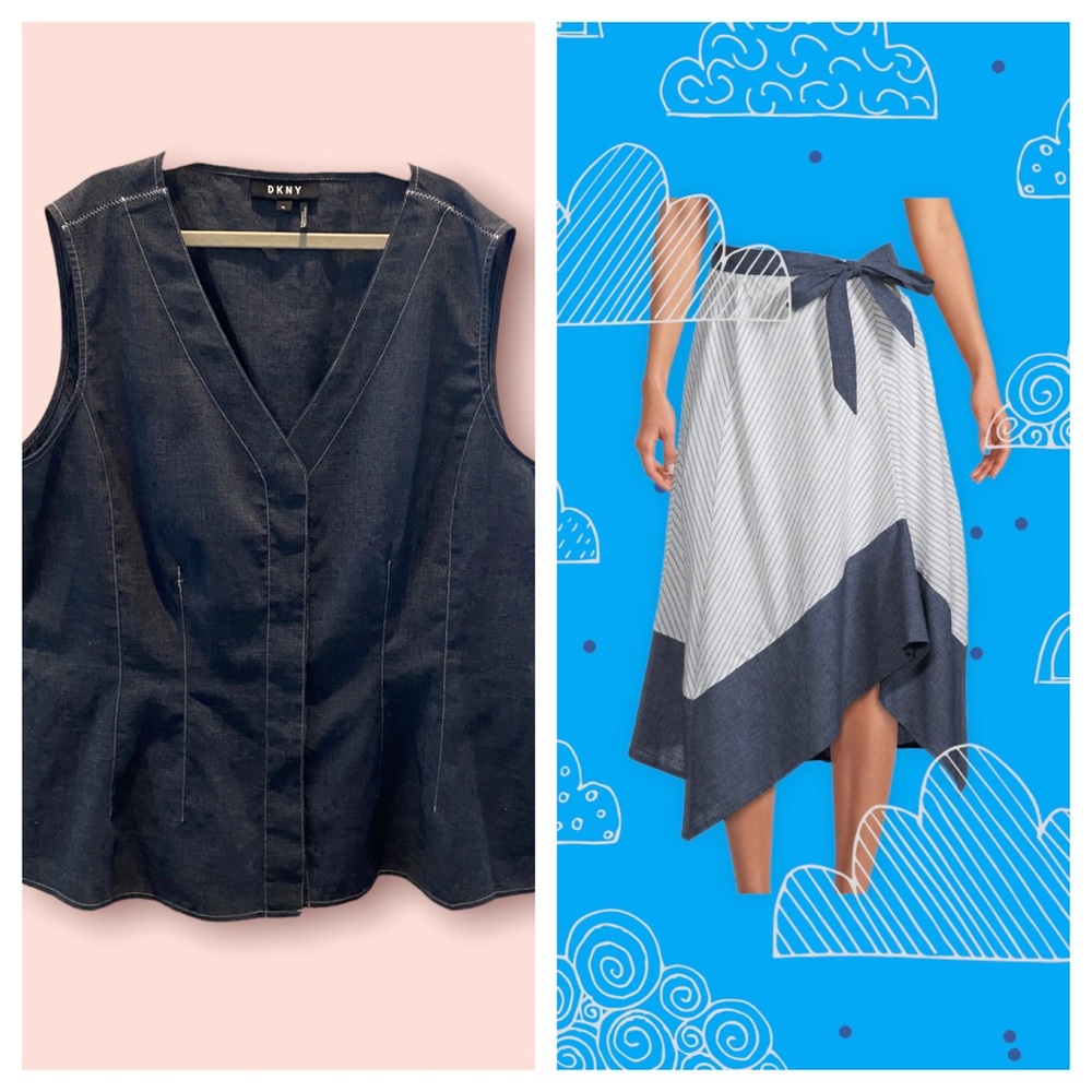 DKNY 2-pc summer top and handkerchief skirt. NWT!